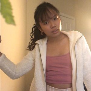 ☁️🌙 White Fluffy Zip Up Winter Coat